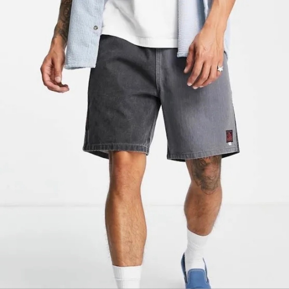 Quiksilver x Stranger Things Trailer Park Grey Black Colorblock Denim Shorts M